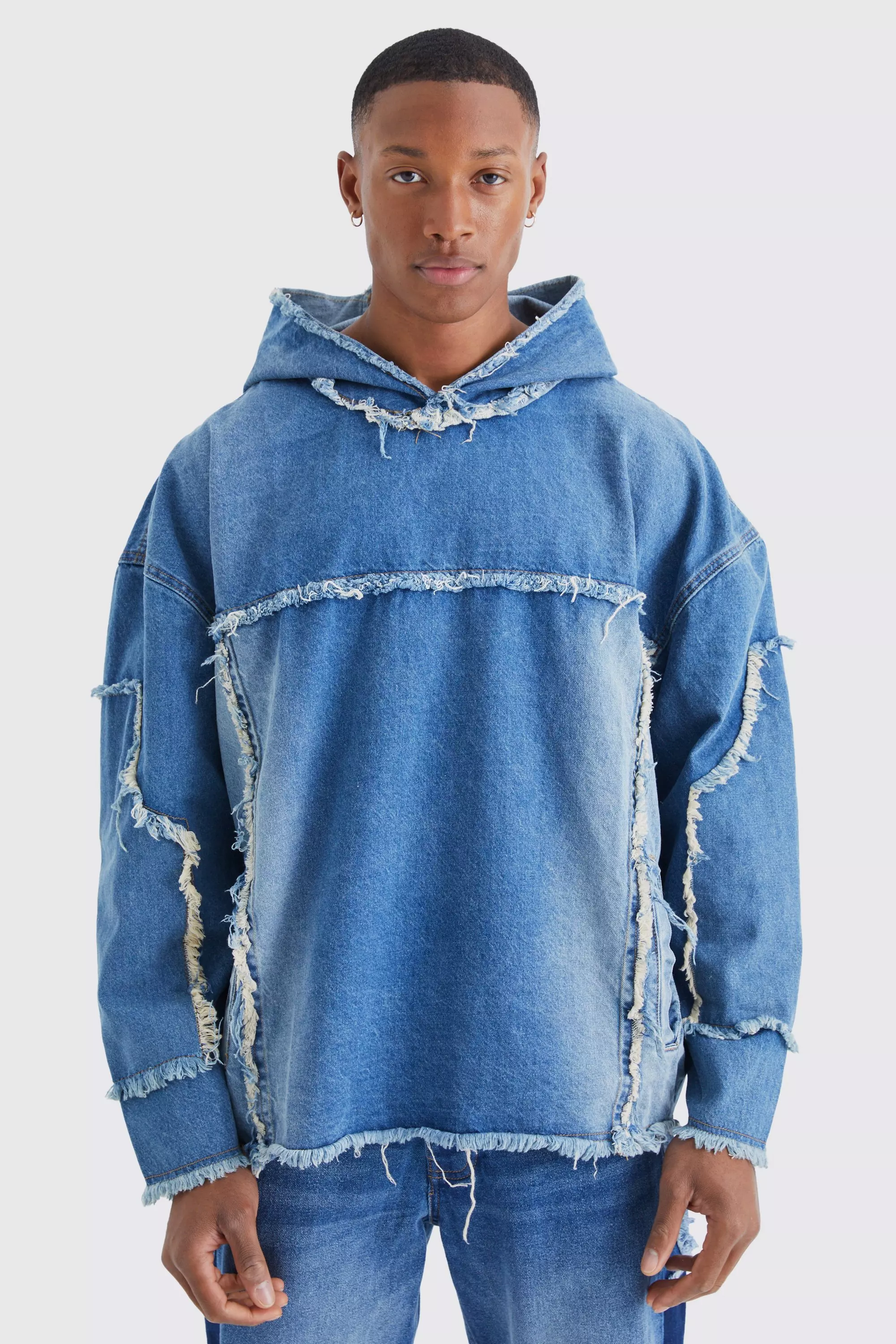 Denim sale blue hoodie